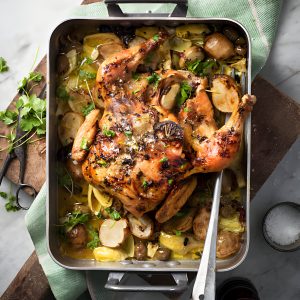 Recette poulet cuit au four avec des artichauts